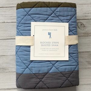 2 x Pottery Barn Kids Blocked Stripe Quilted Shams